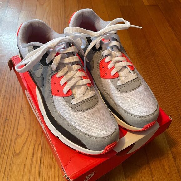 NIKE | air max 90 qs (gs) white/black-cool grey 6.5 youth NEW WITH BOX - Picture 2 of 10